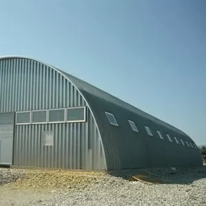 Ангар бескаркасный арочный,  Строительство быстровозводимых ангаров