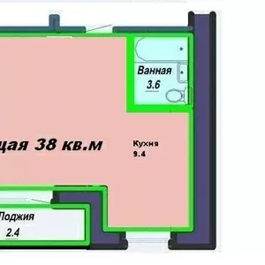 1комн,  Лесная поляна,  38кв.м,  недорого,  4 этаж