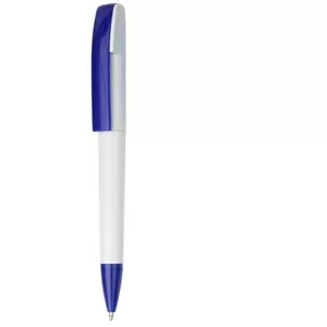 Ручка пластиковая шариковая  ,  белая синим 