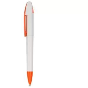 Ручка пластиковая, шаровая  белая с оранжевым 