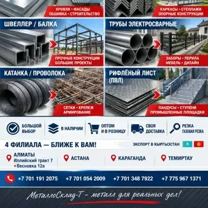 Арматура,  швеллер,  уголок,  трубы,  лист,  оцинкованный рулон